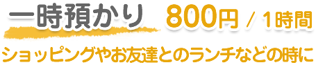 一時預かり：ショッピングやお友達とのランチなどの時に